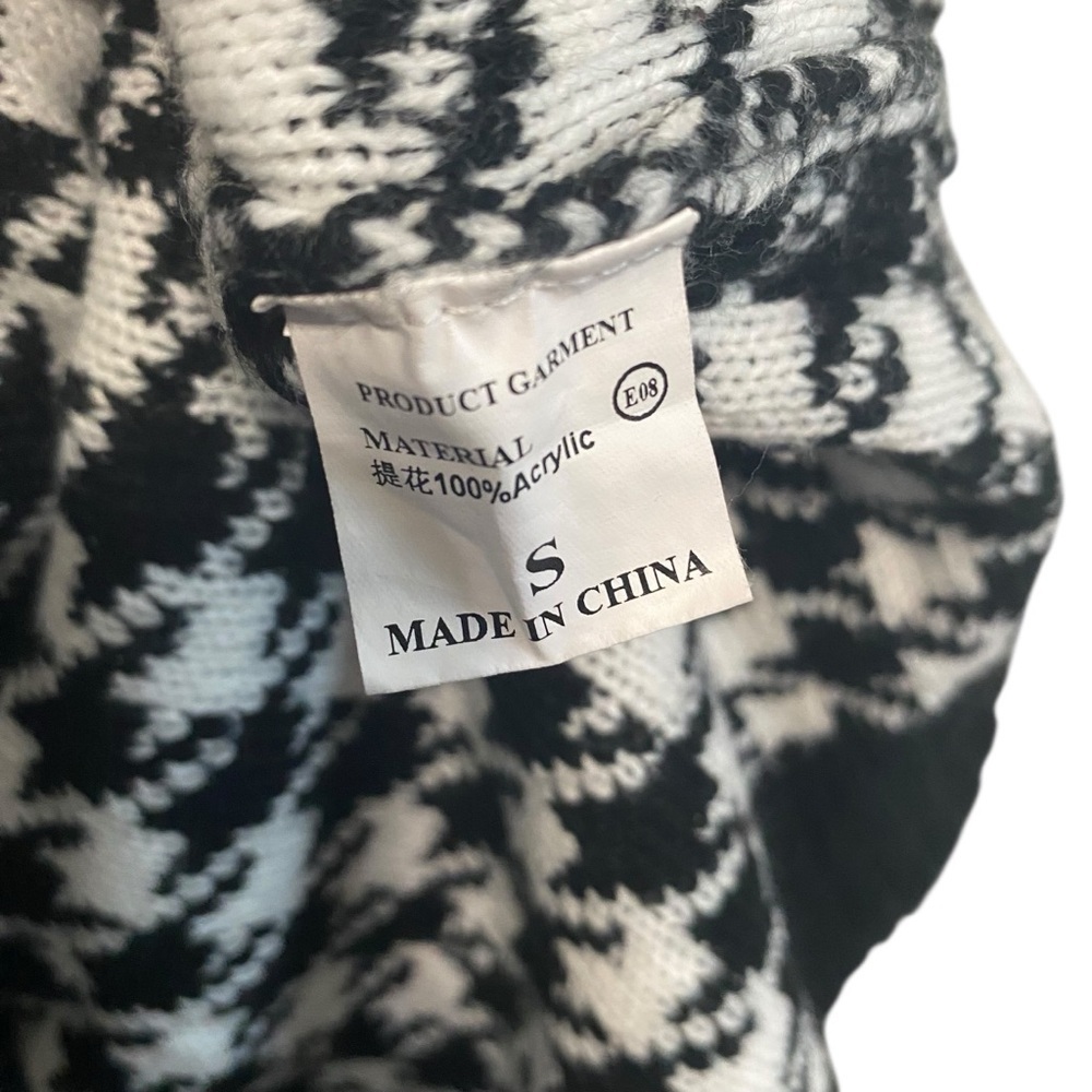 Relaxed Fit Black and White Houndstooth Knit Sweater Vest Size Small - Picture 4 of 6